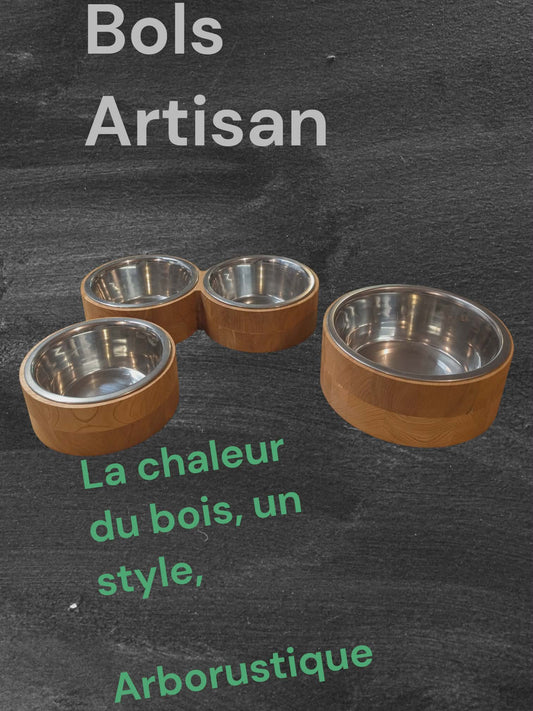 bols pour chien en bois